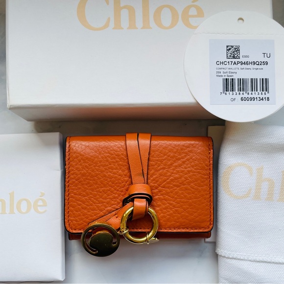 Sold! Chloe Alphabet Trifold Wallet Leather Mini Soft Ebony - Picture 2 of 16